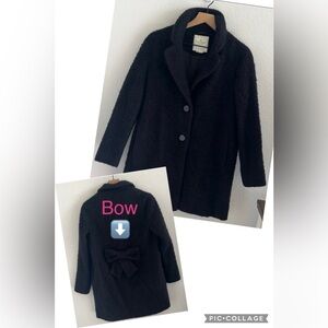 Kate Spade New York Wool Alpaca Statement Bow Longline Coat Jacket Fuzzy…